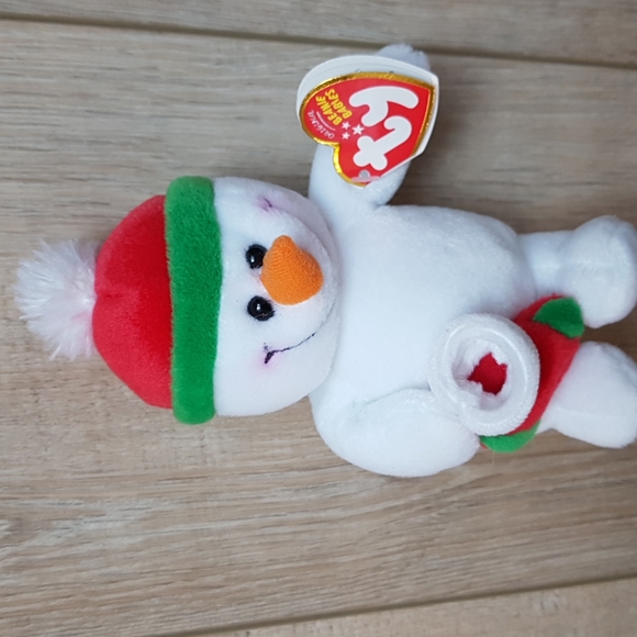 TY Original Beanie Babies "Stockings" 2009 Snowman with Hat & Stocking - Picture 3 of 5
